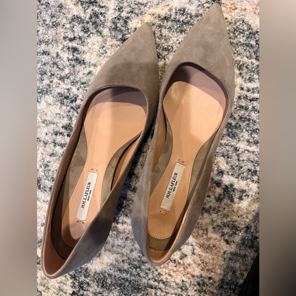 M.M. Lafleur Lillian Suede Heel 37 7 Gray Pump Point Toe Academia MM Lafler - Picture 6 of 7